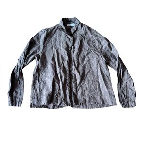 Bryn Walker XS Linen Cardigan Jacket Blazer Brown Lagenlook Coastal